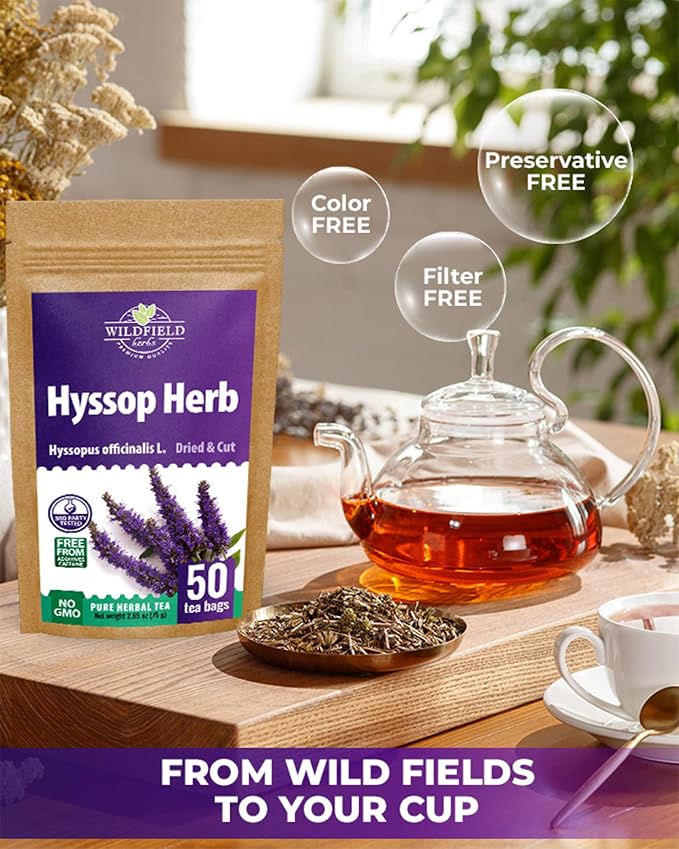 50 Bags Hyssop Dried Herb Hyssop Tea Herbal (Hyssópus Officinális) - 50 Count 1.5 g Tea Bag Herb Hyssops Hissop Hysopp Hisopo