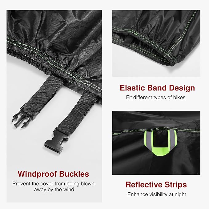 Puroma Bike Cover for 1/2/3 Bikes, 210D Waterproof Outdoor Storage Bicycle Covers Rain Sun UV Dust Wind Proof with Lock Hole for Mountain Road Electric Bike