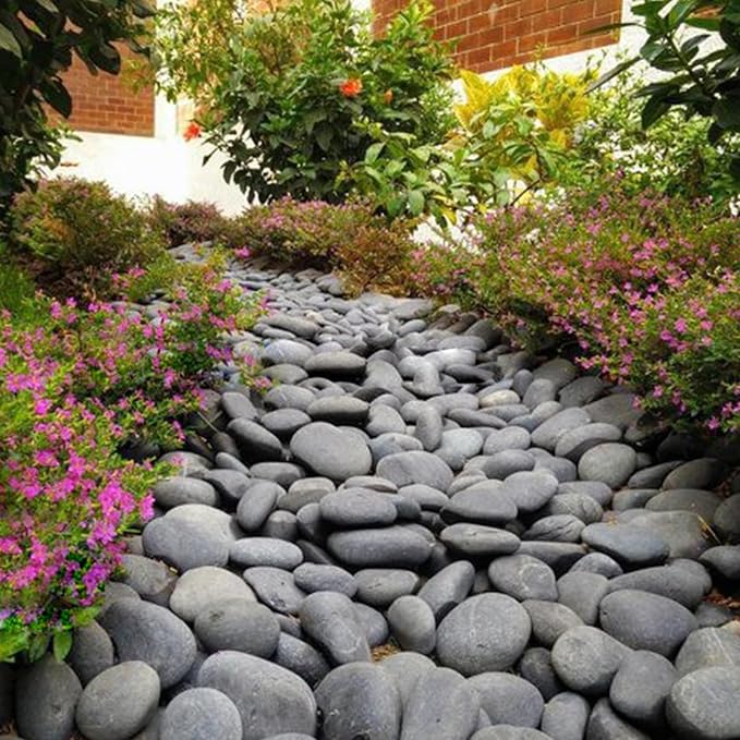 FANTIAN 40 lbs Bulk Black River Rocks for Landscaping, 3-4 Inch Mexican Beach Pebbles, Decorative Black Stones for Planters Garden Fish Tank Walkways and Outdoor Decorative Stones