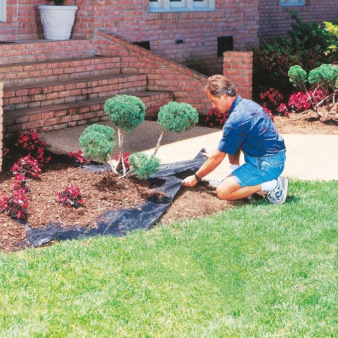EXTRAEASY 4ft x 180ft Garden Weed Barrier Landscape Fabric,Weed Block Fabric Heavy Duty 3.2OZ,Woven Mulch for Landscaping Ground Cover Weed Control Fabric, Black Garden Bed Liner
