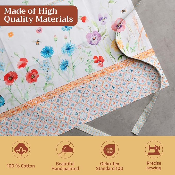 Maison d' Hermine Aprons for women with Pocket 100% Cotton (27.50"x31.50") | Adjustable Neck Strap & long ties Apron Men Chef Wedding Cooking Gardening Server Maid