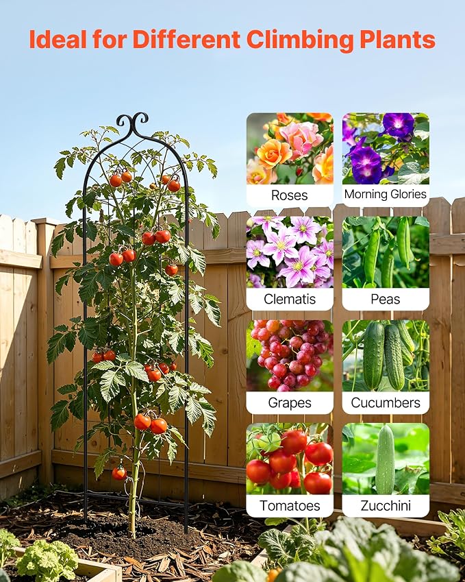 VEVOR Garden Trellis, 71 x 20 inch Rose Trellis, 8 Packs Garden Flower Rose Trellises with Powder-Coated Finish & Convenient Locking Design, Plant Support Trellises for Flowers, Vegetables, Roses