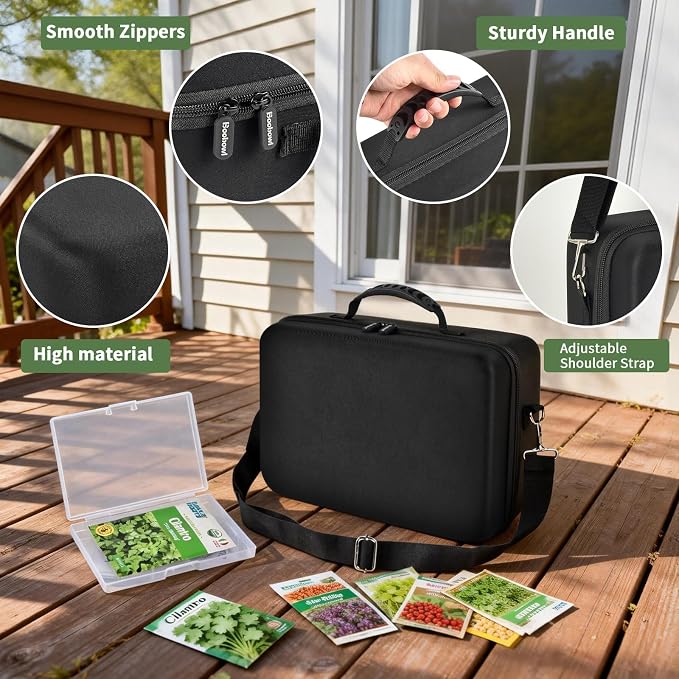 Seed Storage Organizer Case 36-Slot Hard Shell Seed Packet Holder Label Kit | Seed Packet Organization Keeps Vegetable, Flower And Herb Seed Sorted For Faster Planting, Planning And Seasonal Garden Setup