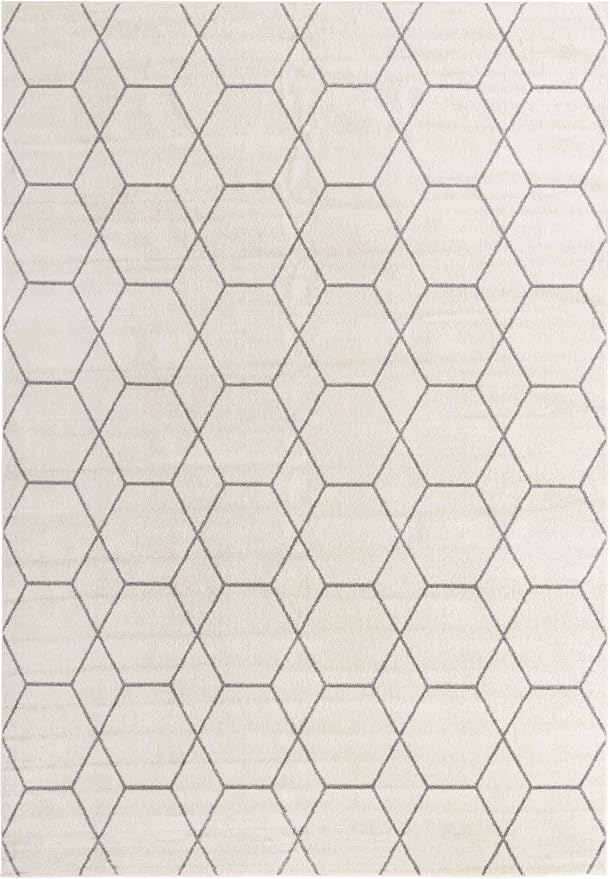 Unique Loom Trellis Frieze Collection Area Rug - Geometric (10' x 14' 1", Ivory/ Gray)
