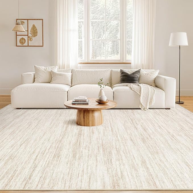 Nakagishi Boho 8x10 Area Rug Living Room Rugs Machine Washable Beige | Soft, Pet & Kid Friendly, Carpet for Living Room/Bedroom/Office/Kitchen/Nursery, Daily Home Decor Stain Resistant Moroccan