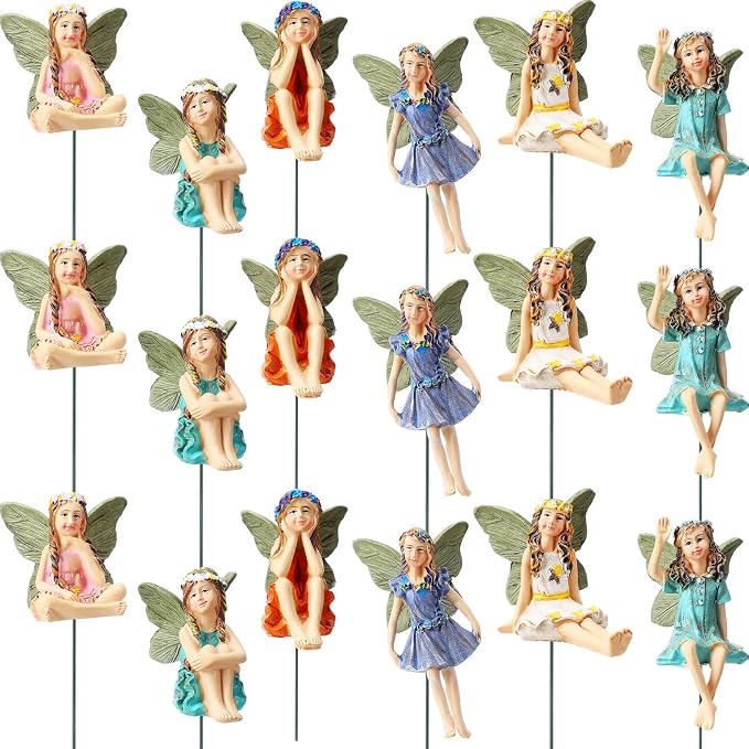 Yulejo 18 Pieces Garden Miniatures Fairies Mini Figurine Fairy Accessories Outdoor Decor for Garden Yard Lawn Supplies