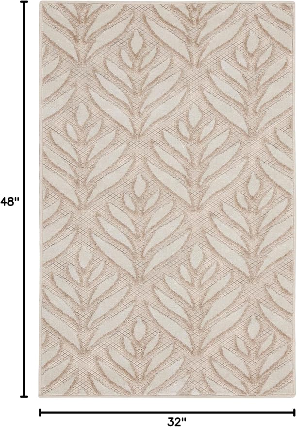 Nourison Home Aloha Ivory Grey 2'8" x 4' Area Rug - Easy Clean, Non Shedding, Bed Room, Living Room, Dining Room, Kitchen (3' x 4')