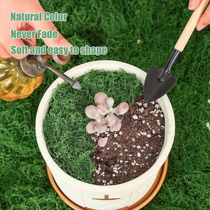 Fake Green Moss for Potted Plants Indoor,14.1oz Artificial Moss for DIY Crafts, Decorative Faux Grass for Planters, Model Making,Table Centerpieces,Walls, Wedding, Terrariums, Fairy Garden Accessories