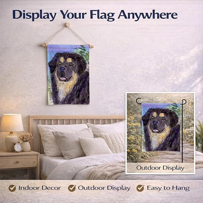 Caroline's Treasures SS8930GF Tibetan Mastiff Garden Flag Mailbox Flag Decorative Yard Flag Banner Outside Patio Artwork Yard Flower Beds, Garden Size, Multicolor