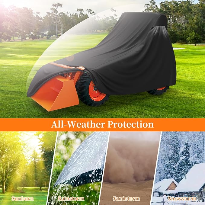 STARTWO Full Tractor Cover Waterproof Heavy Duty, Universal Fits Most Compact Utility Tractors, UV Protection, Dustproof, with Air Vents & Reflective Strips,149 L x 76 W x 86 H in