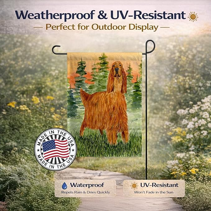 Caroline's Treasures SS8625GF Irish Setter Garden Flag Mailbox Flag Decorative Yard Flag Banner Outside Patio Artwork Yard Flower Beds, Garden Size, Multicolor