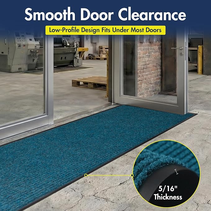 Notrax 109 Industrial Door Mat, 3' x 10' Large Entrance Mat, Heavy Duty Commercial Rugs for Entryway, Welcome Lobbies, Garage, and Mudroom, Made in the USA, Slate Blue, Brush Step 109S0310BU