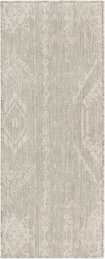 Unique Loom Outdoor Bohemian Collection Area Rug - Anthro (2' x 5' 1" Runner, Gray/ Ivory)
