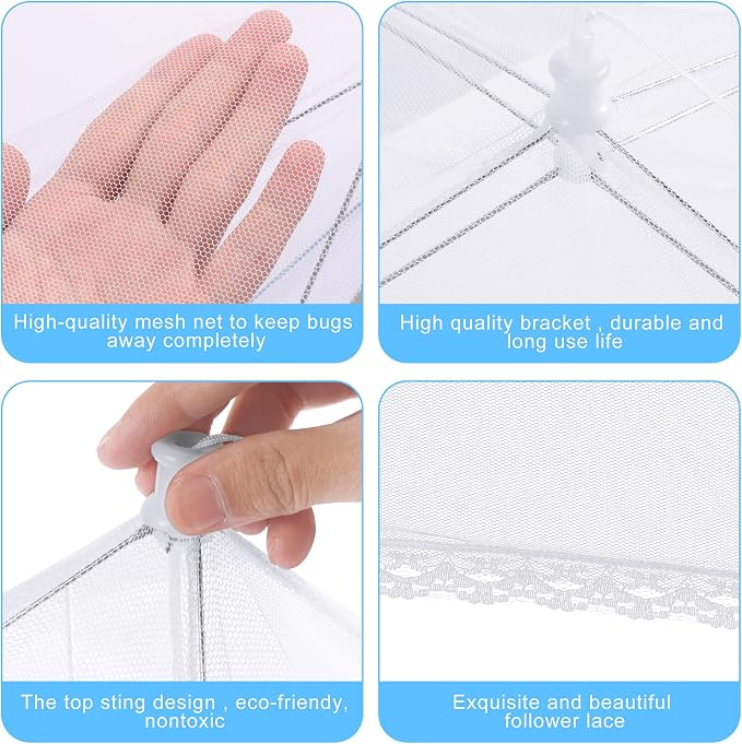 10 PACK Mesh Food Covers for Outside, Food Covers Outdoors Pop-up Food Tents 2 Extra Large (40"x24") & 8 Large (17"x17") for Picnic, Camping Supplies