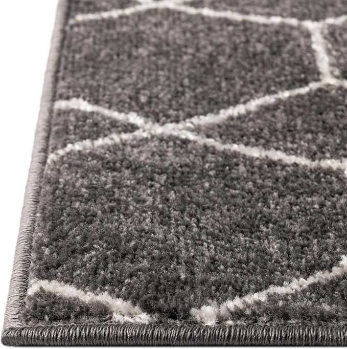 Unique Loom Trellis Frieze Collection Area Rug - Geometric (8' x 11', Dark Gray/ Ivory)