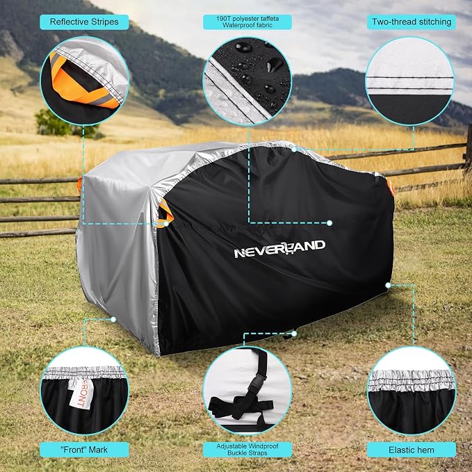 NEVERLAND ATV Cover Waterproof Heavy Duty XXXL Universal Quad Cover Outdoor Storage Cover 4 Wheeler Rain Cover All Weather for Polaris Sportsman Yamaha Honda Kawasaki Quad Bike