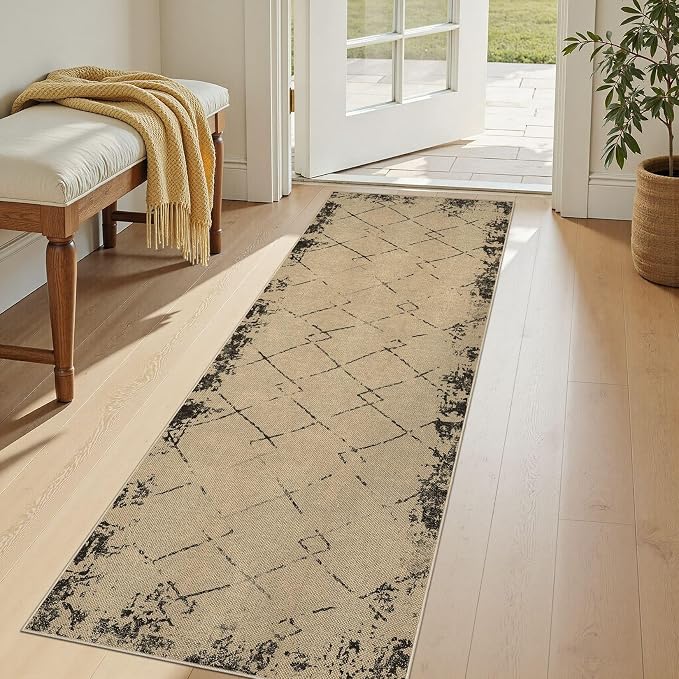 UERMEI 2x8 Outdoor Jute Runner Rug Neutral Washable Modern Brown | Patio Non Slip Indoor Runners Carpet for Hallway Kitchen Bedroom Porch Laundry Bathroom