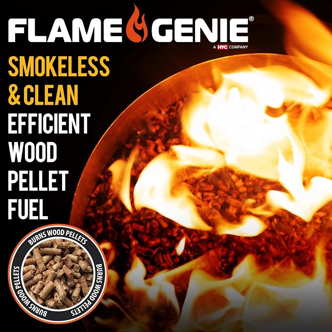 Flame Genie Portable Fire Pit - Smoke-Free Inferno Wood Pellet Fire Pit, 19" Diameter, Black, FG-19 Smokeless Pit, USA Made, Black