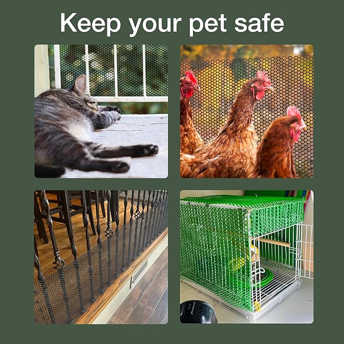 Maporch Plastic Chicken Wire Fencing for Pet Protection - 15.7" x 10ft, Black HDPE Mesh - Garden Fence Animal Barrier for Dogs, Cats and Rabbits (1-Pack) | 15.7" x 10ft - HDPE Home and Garden Netting - UV Resistant - Customizable Balcony Barrier for An...
