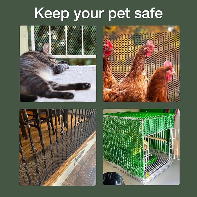 Maporch Plastic Chicken Wire Fencing for Pet Protection - 15.7" x 10ft, HDPE White Chicken Wire - Garden Fence Animal Barrier for Dogs, Cats and Rabbits (1-Pack) | 15.7" x 10ft - HDPE Home and Garden Netting - UV Resistant - Customizable Balcony Barrie...