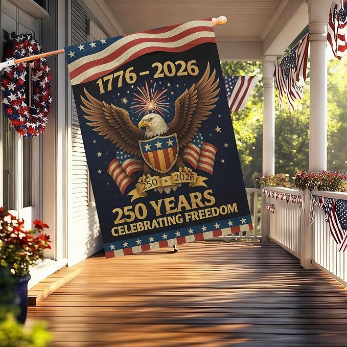 250 Anniversary Usa Garden Flags for Outside, 250 Anniversary USA Flag 1776-2026 Commemorative Patriotic Yard Sign Outdoor Banner Yard Sign 4th of July Decorations Double Sided Waterproof 250 Year American Flag 28x40 Inch