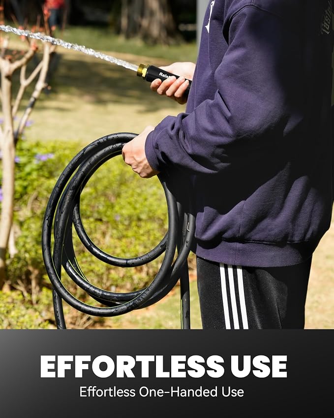 RAINPOINT Short Leader Garden Hose 10ft x 5/8", Water Hose Heavy Duty, Flexible, Lightweight Durable Hybrid Hose with Swivel Handle for Yard, Car Wash, Pets, No Kink, Female to Female Fittings
