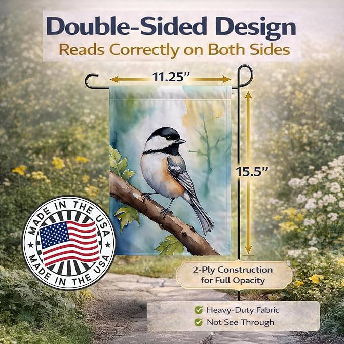 Caroline's Treasures Massachusetts Blackcapped Chickadee Garden Flag Mailbox Flag Decorative Yard Flag Banner Outside Patio Artwork Yard Flower Beds, Garden Size, Multicolor
