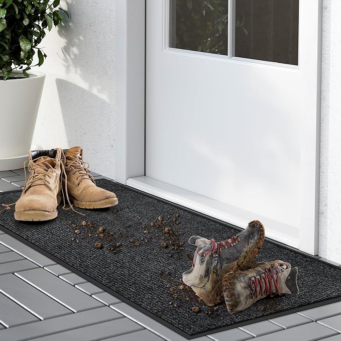 Kuyal Front Door Mat, 2'x3' Indoor Outdoor Entrance Mats, Commercial Floor Inside Outside Entrance, Heavy Duty Durable Welcome Mat, Rubber Backing Non Slip Outdoor Mats for Entryway,Black