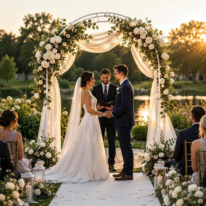 Garden Arch Trellis 55" W x 90" H Metal Arbor for Climbing Plants, Wedding Arch for Ceremony Indoor Outdoor, White Garden Arbor for Party Decoration Backyard Lawn (White, 55" W x 90" H)