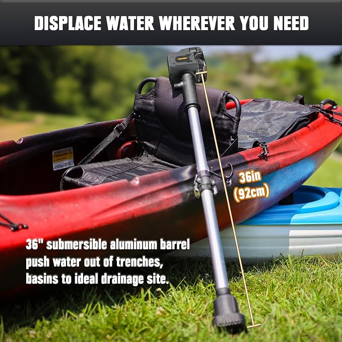 Mellif Cordless Stick Transfer Pump Compatible with Dewalt 20v Max Battery (TOOL ONLY) - 720GPH, Brushless, Portable Submersible Water Pump with 39’’ Hose for Pool, Garden, Pond, Deep Well Draining