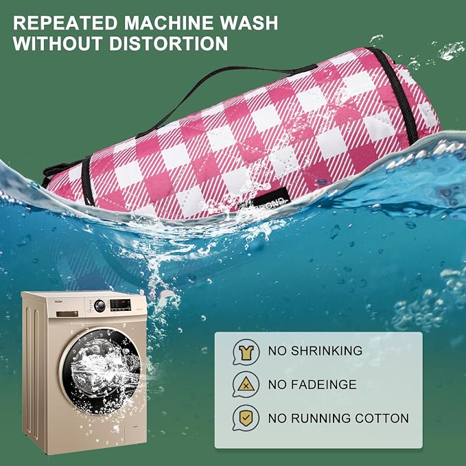 ZUBOND Picnic Blankets Waterproof Sandproof Foldable & Machine Washable, 80''x100'' Extra Large Beach Blanket, Simple Stylish Gingham Outdoor Grass Lawn Park for Family Camping Party
