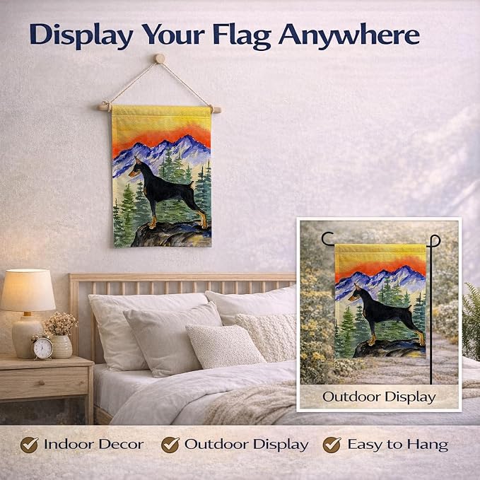 Caroline's Treasures SS8284GF Doberman Garden Flag Mailbox Flag Decorative Yard Flag Banner Outside Patio Artwork Yard Flower Beds, Garden Size, Multicolor
