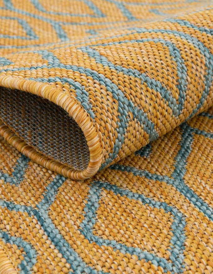 Jill Zarin Outdoor Collection Area Rug - Turks and Caicos (7' 10" x 10' Rectangle Yellow and Aqua/Light Blue)