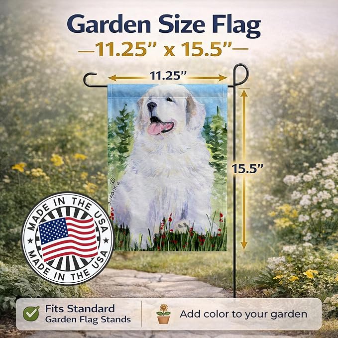 Caroline's Treasures SS8866GF Great Pyrenees Garden Flag Mailbox Flag Decorative Yard Flag Banner Outside Patio Artwork Yard Flower Beds, Garden Size, Multicolor