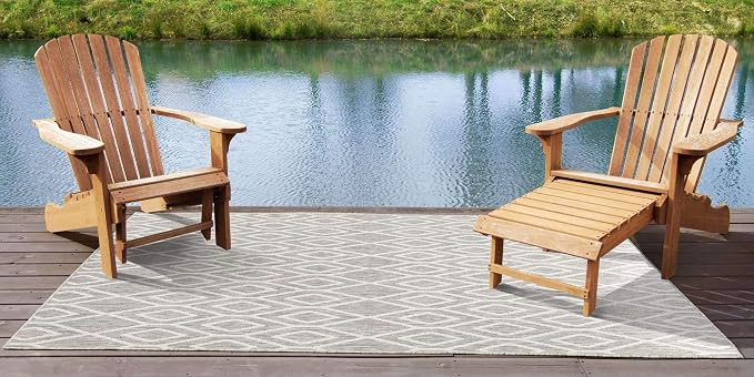 Jill Zarin Outdoor Collection Area Rug - Turks and Caicos (7' x 10' Rectangle Gray Cream/Cream)