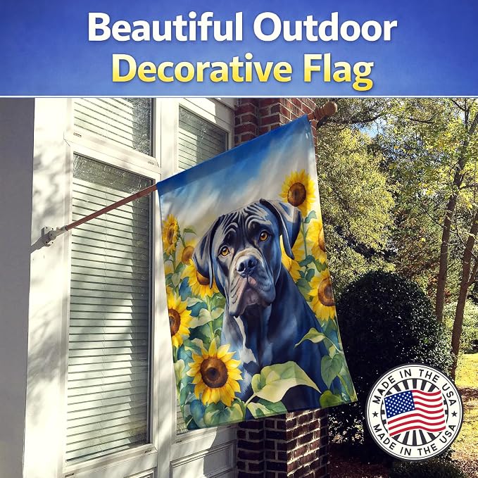 Caroline's Treasures DAC6045CHF Cane Corso in Sunflowers House Flag Large Porch Sleeve Pole Decorative Outside Yard Banner Artwork Wall Hanging, Polyester, House Size, Multicolor