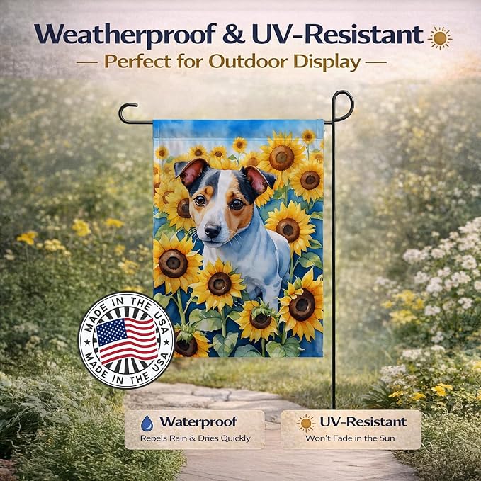 Caroline's Treasures DAC6102GF Jack Russell Terrier in Sunflowers Garden Flag Mailbox Flag Decorative Yard Flag Banner Outside Patio Artwork Yard Flower Beds, Garden Size, Multicolor