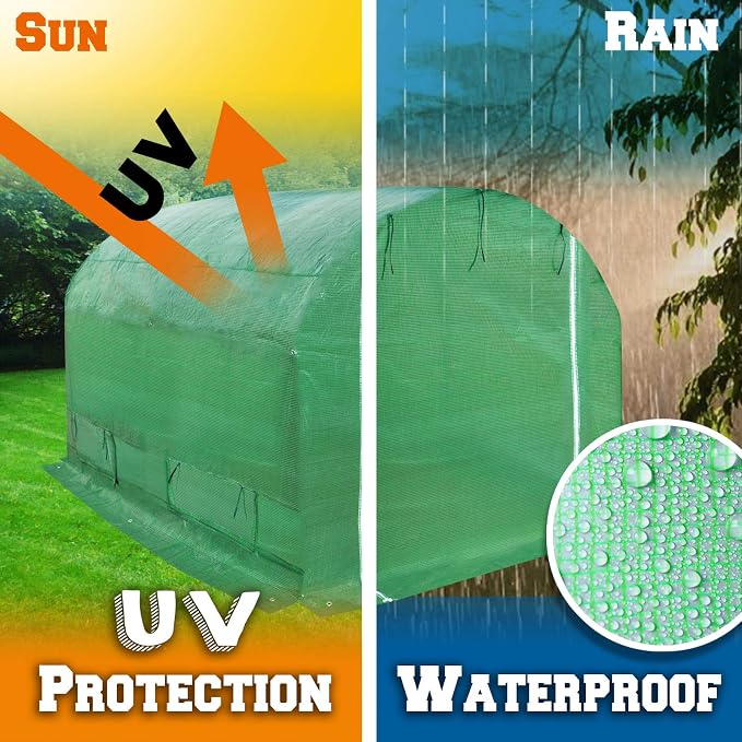 Greenhouse Replacement Covering for Outdoor Larger Hot Garden House , Support Arch Frame Climbing Plants/Flowers/Vegetables (10' X7'X6', Cover)