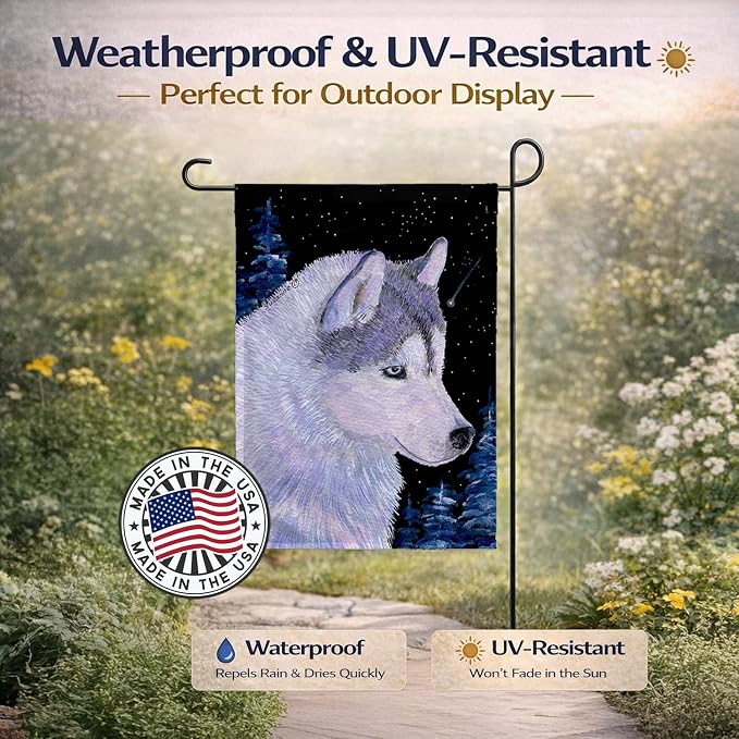 Caroline's Treasures SS8617GF Siberian Husky Garden Flag Mailbox Flag Decorative Yard Flag Banner Outside Patio Artwork Yard Flower Beds, Garden Size, Multicolor