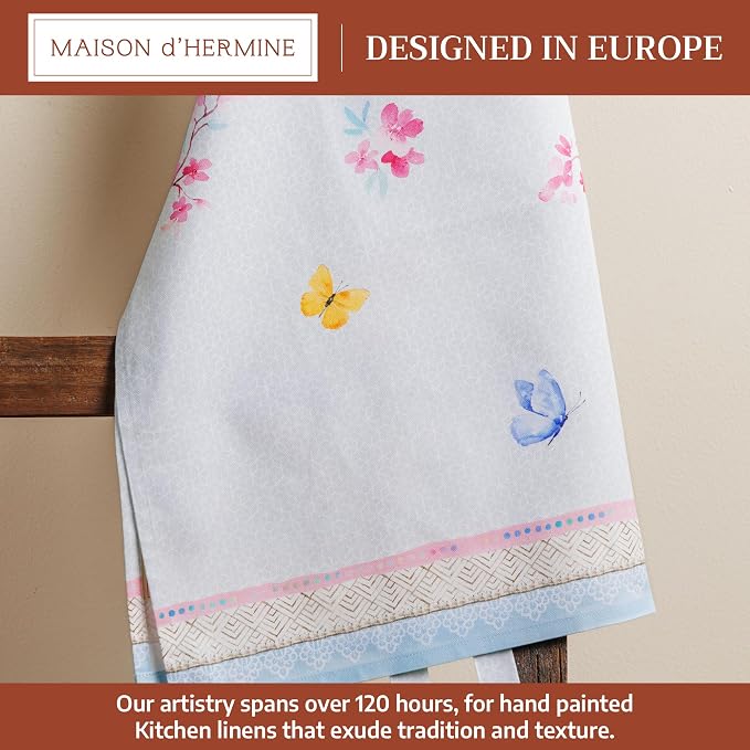 Maison d' Hermine Aprons for women with Pocket 100% Cotton (27.50"x31.50") | Adjustable Neck Strap & long ties Apron Men Chef Wedding Cooking Gardening Server Maid