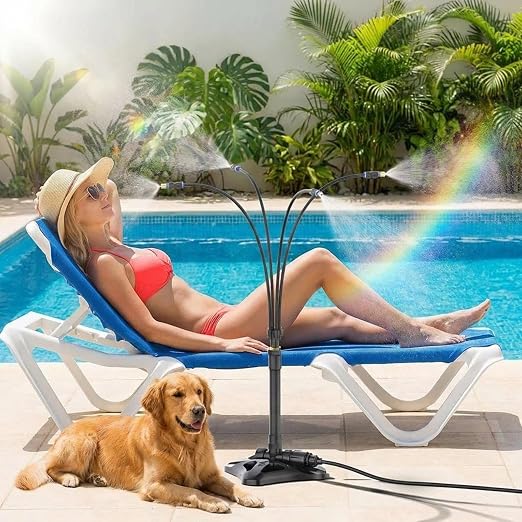 Outdoor Standing Mister for Patio Cooling, 26.2FT Portable Misting Station, Upgraded Outdoor Misting System for Backyard, Pets, Garden, BBQ, Tanning & Poolside Heat Relief