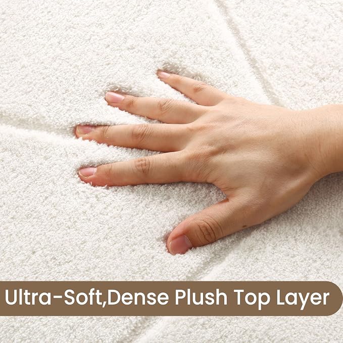 Sour Lemon 6x9 Area Rugs for Living Room Bedroom, Large Carpet Cream Rug | Washable, Geometric Alfombra Para Salas Modernas, Non Slip Big Soft Thick Fluffy Plush, Memory foam Rug for Kids Playroom