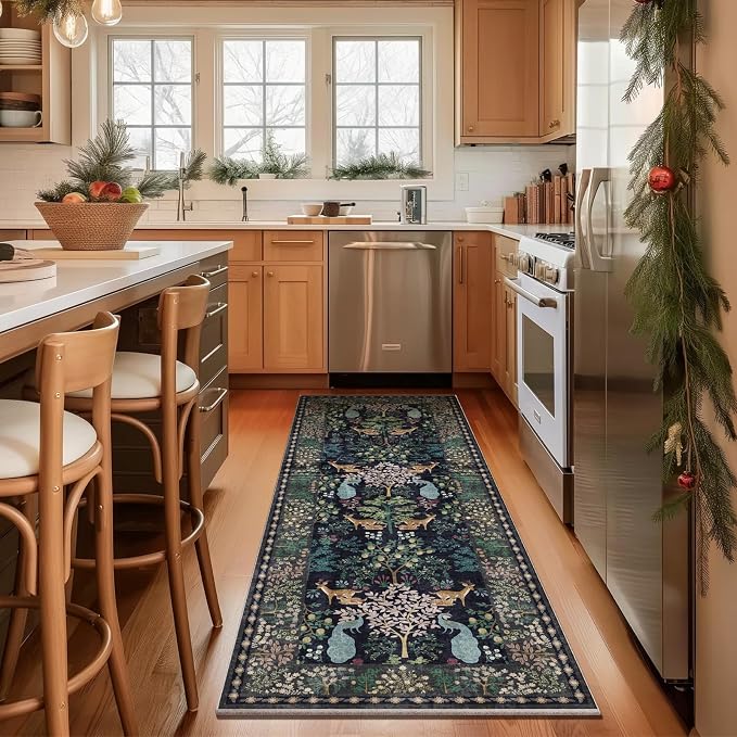 Washable Runners for Hallways Kitchen Rug: 2'6"x8' Runner Rug Stain Resistant Non Slip Low Pile Soft Carpet Runner Rug for Entryway Bedroom Beside Bathroom Laundry Room