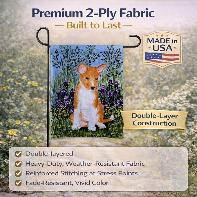 Caroline's Treasures SS8108GF Basenji Garden Flag Mailbox Flag Decorative Yard Flag Banner Outside Patio Artwork Yard Flower Beds, Garden Size, Multicolor