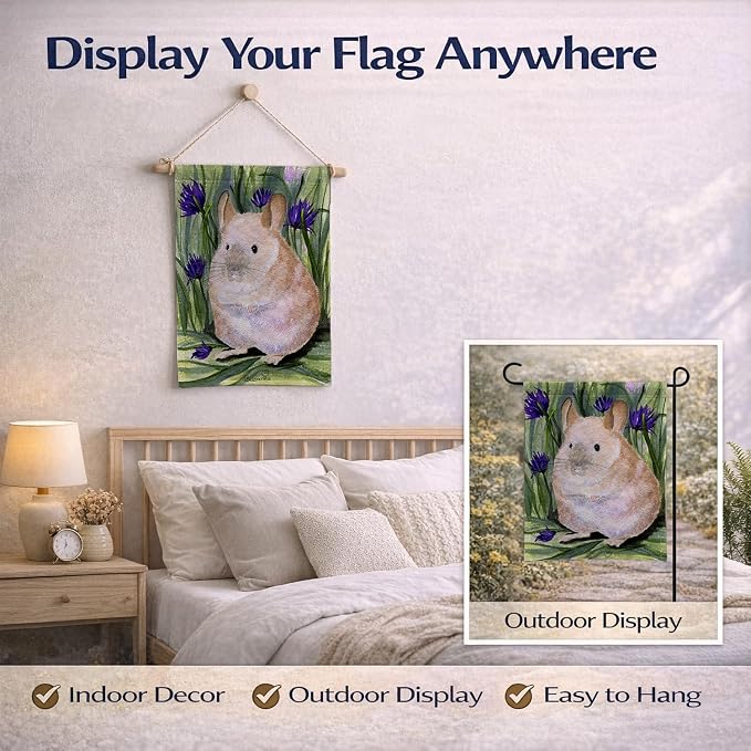 Caroline's Treasures SS8206GF Chinchilla Garden Flag Mailbox Flag Decorative Yard Flag Banner Outside Patio Artwork Yard Flower Beds, Garden Size, Multicolor