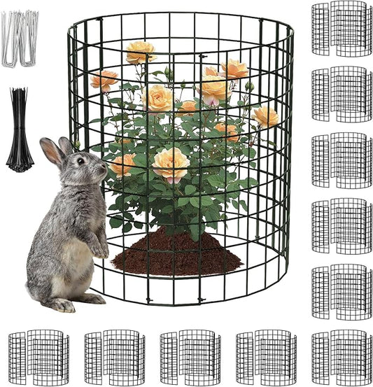 PASARA 10 Pack Plant Protectors from Animals, 13 Inch Round Cloche Plant Cages with Sturdy Chicken Wire Mesh, Garden Cages to Keep Animals Out for Vegetables & Flowers, Includes Support Stakes