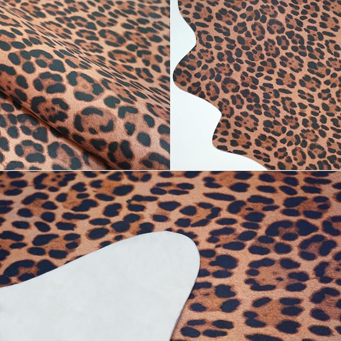 Leopard Rug 7.6x6.2 ft Cheetah Print Cowhide Rug Animal Rugs for Living Room Bedroom Dinning Room Nonslip Faux Cow Hide
