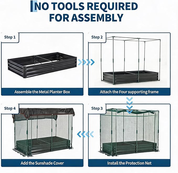 6x3x1Ft Galvanized Raised Garden Bed Kit w/Self Watering Irrigation & Mesh Cover, Metal Bottomless Raised Planter Box for Veggies Herbs Flowers, Rustproof Elevated Garden Bed Backyard Patio Farm