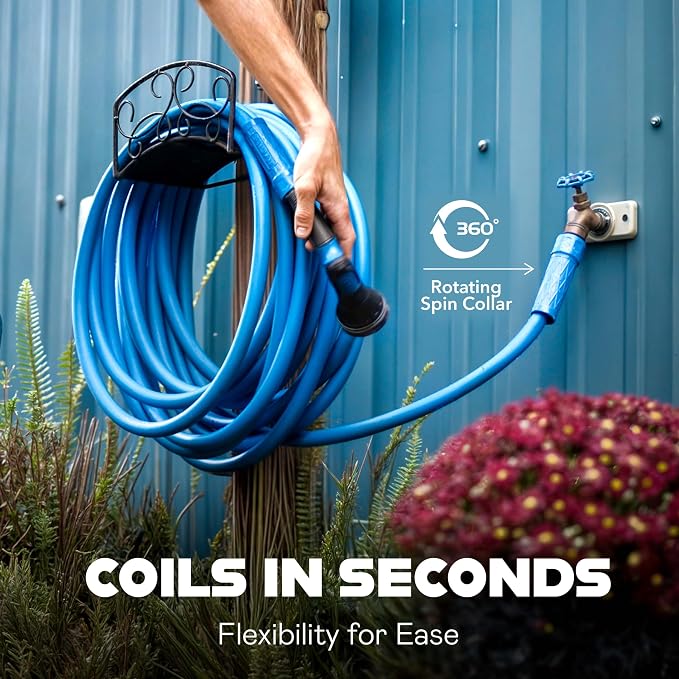 INVICTUS Garden Hose 50Ft x 5/8 in. Sprayer Nozzle Included, 2-Layer Heavy Duty Drinking RV Water Hose 50 Ft, Flexible, Lightweight, NON Expandable, Kink Resistant, Easy Connect Fittings