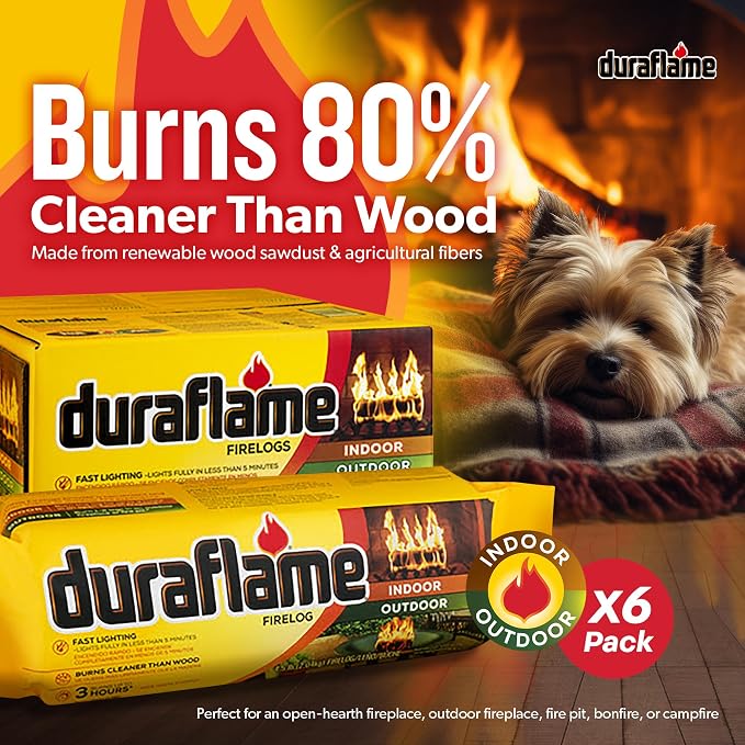 Duraflame 4.5 Pound 3 Hour Long Burn Time Indoor Outdoor Quick Light Fire Log for Camping, Firepits, Bonfires, and Fireplaces (18 Pack)